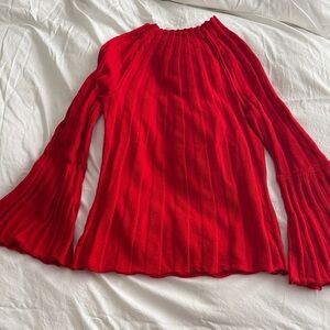 Oscar de la Renta Vibrant Red Knit Sweater size M Made in Italy